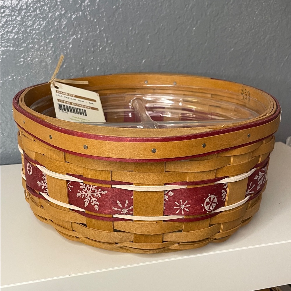 Longaberger 2010 Holiday Hostess Large Falling Snow Basket Divided & protector - Picture 5 of 11